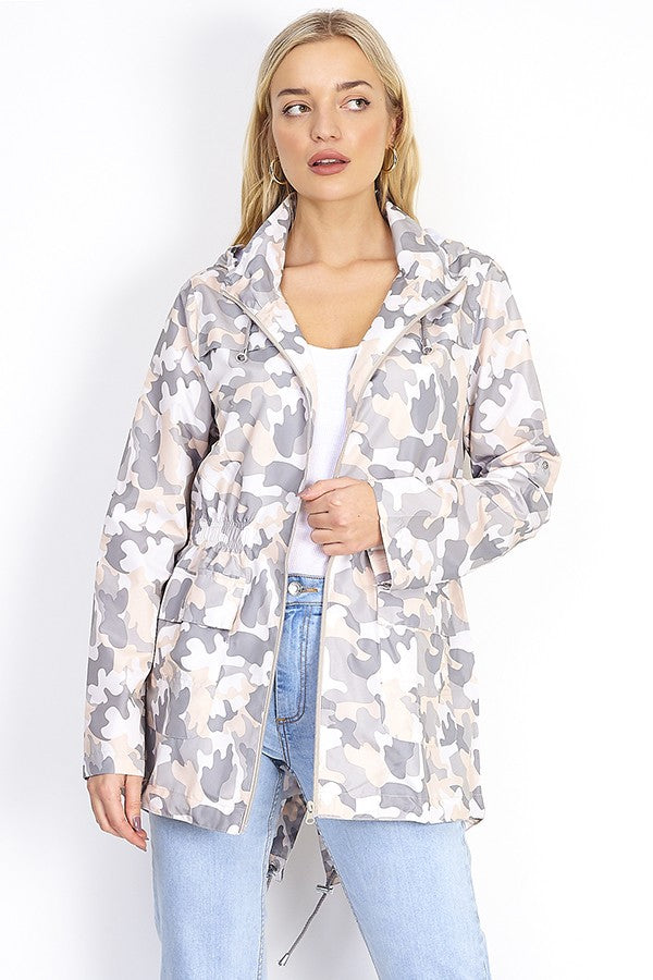 Pastel Camouflage Print Hooded Mac