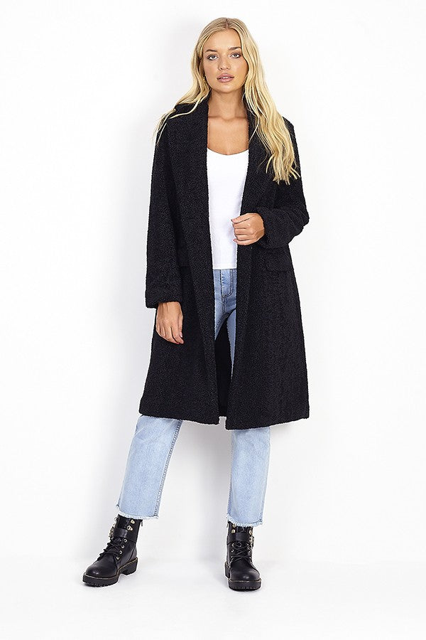 Steam Curled Faux Fur Maxi Length Jacket