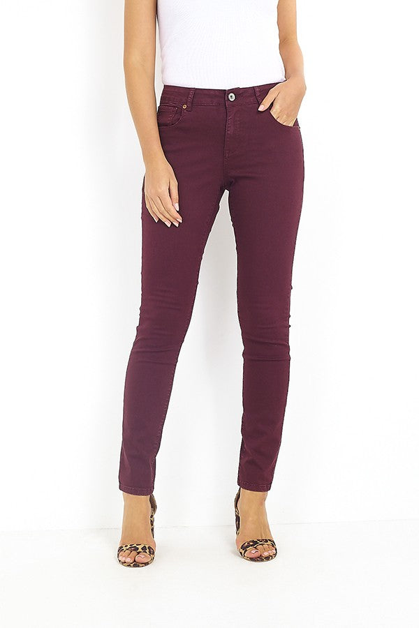 Port Colour Denim Skinny Jeans