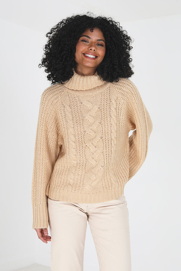 Roll Neck Cable Knit Jumper