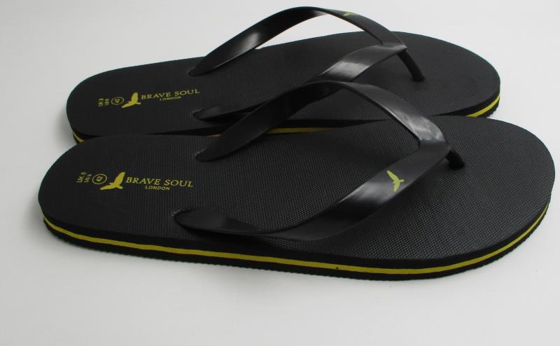 Black With Gold Stripe Flip Flops