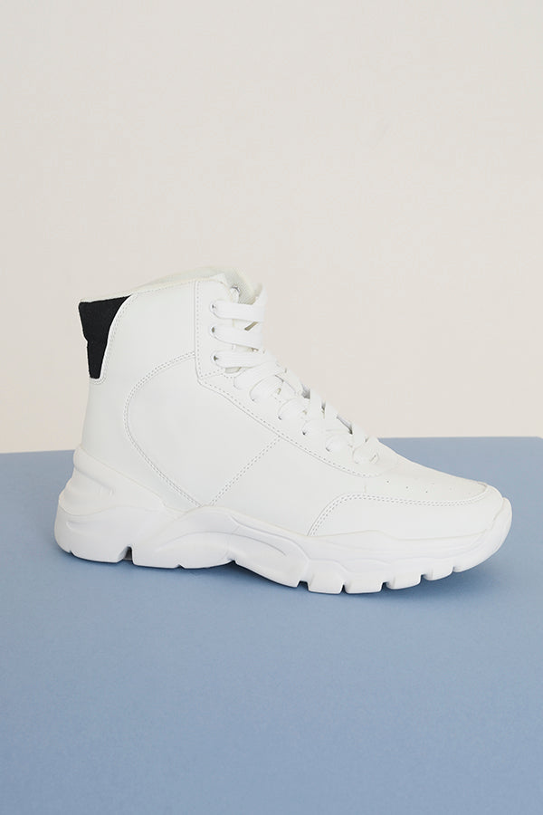 White Chunky Sole Trainer Boot