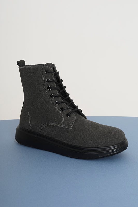 Charcoal Faux Suede Lace Up Chelsea Boot