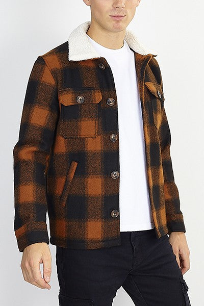 Sherpa Collar Lumberjack Check Jacket