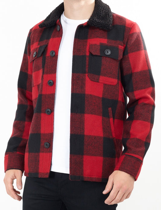 Lumberjack Check Print Sherpa Collar Jacket