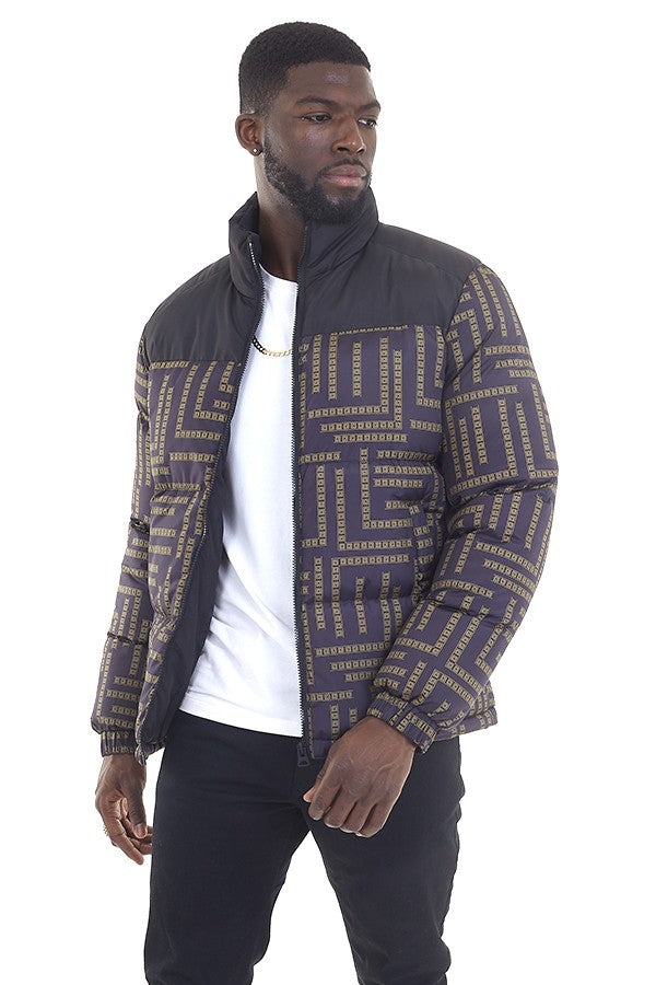 Aztec Printed Contrast Padded Jacket