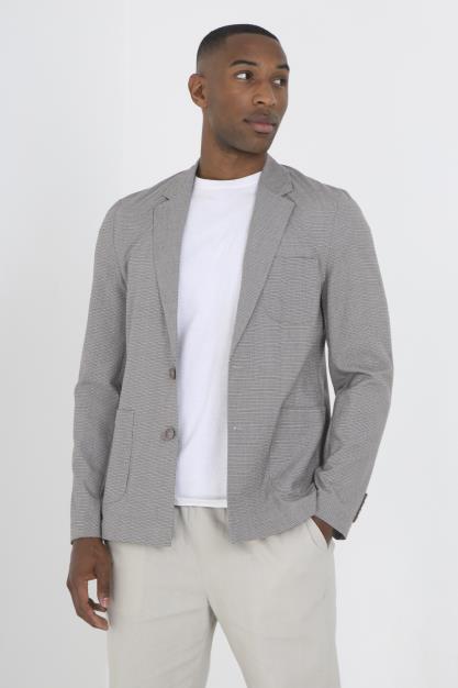 Light Grey Check Pocket Detail Blazer