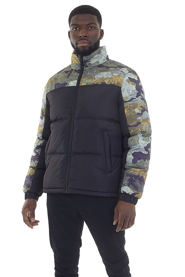 Contrast Camoflauge Print Padded Jacket