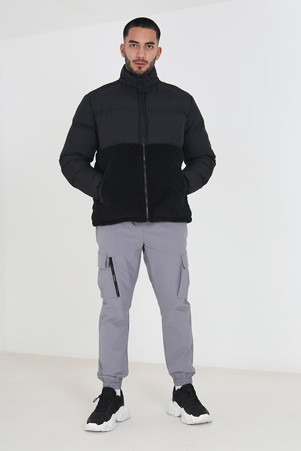 Funnel Neck Borg Panel Jacket