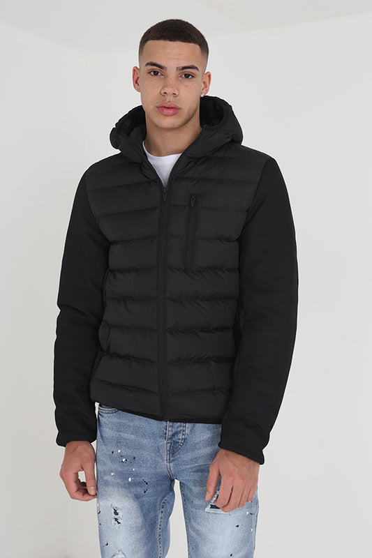 Mixed Fabric Padded Jacket