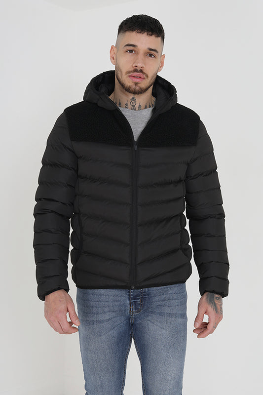 Borg Yoke Padded Hooded Jacket