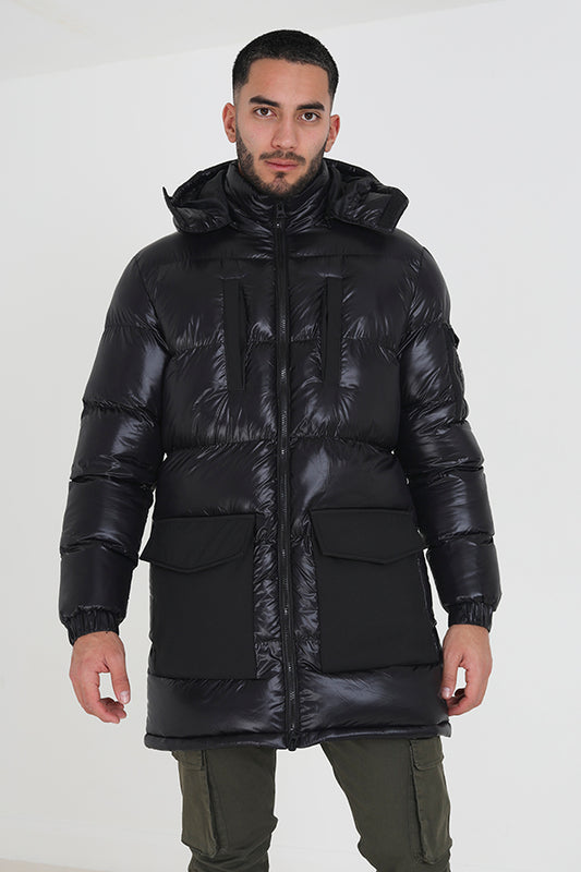 Black Padded Longline Jacket