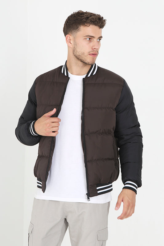 Varsity Style Padded Zip Through Coat