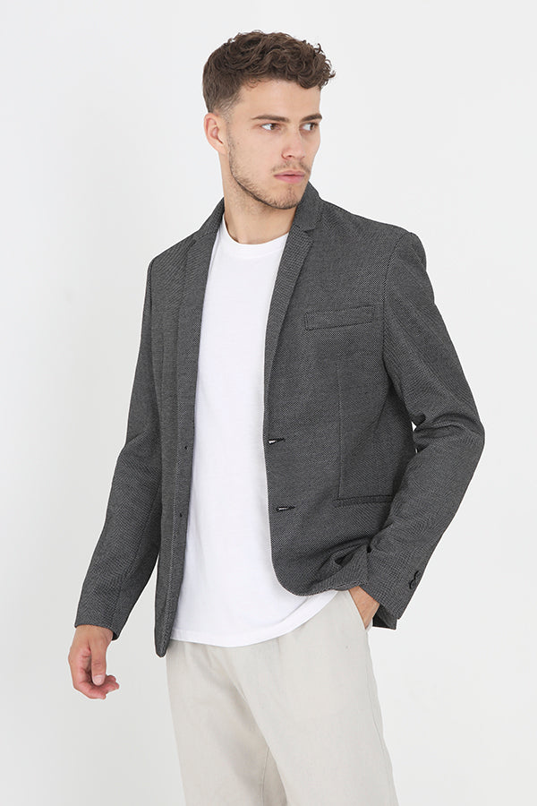 Black Button Through Three Pocket Blazer