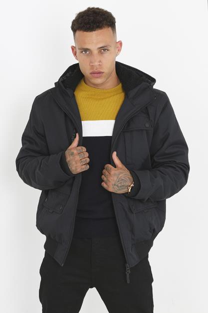 Poly Oxford Short Padded Jacket Hood