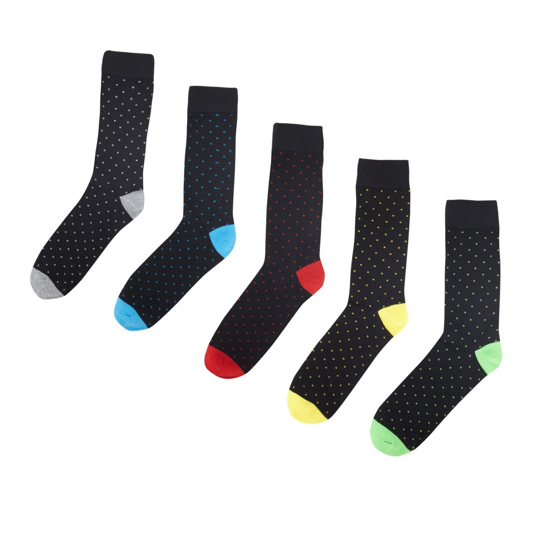 Polka Dot Five Pack Contrast Colour Socks