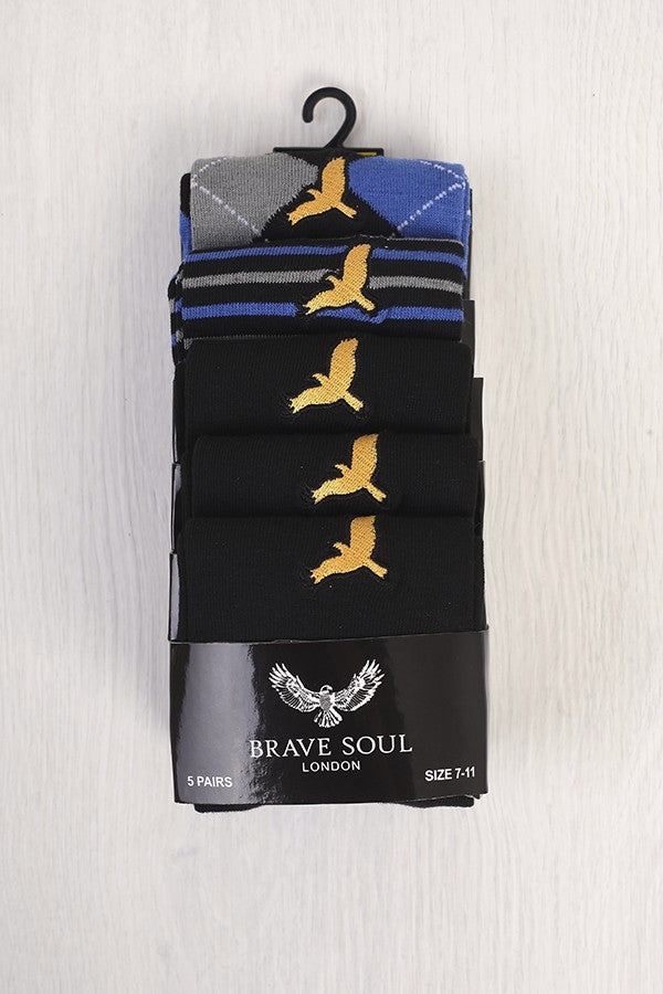 Five Pack Embroidered Logo Socks