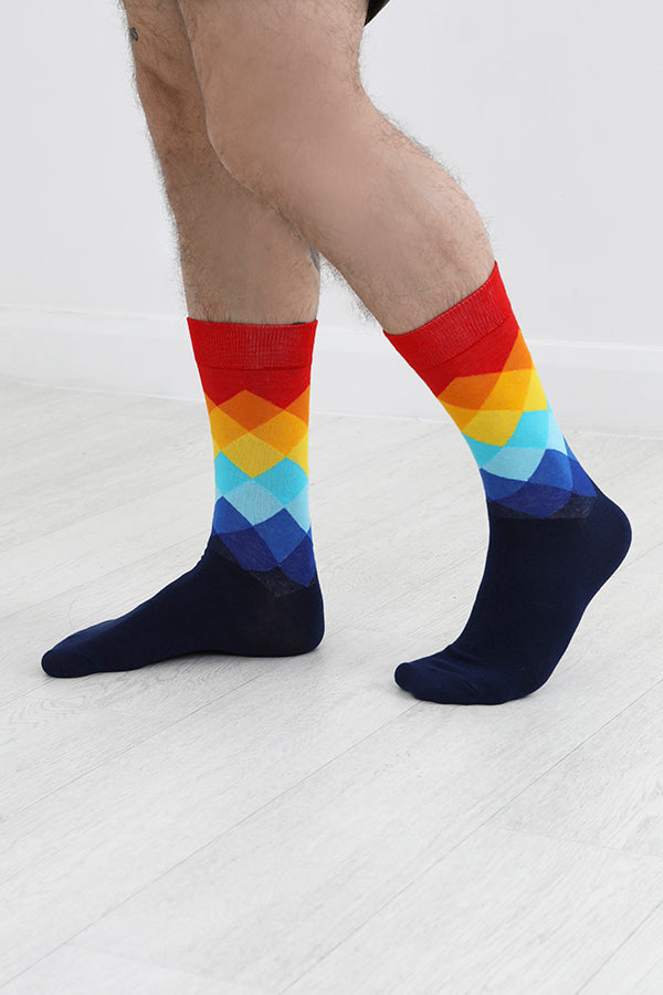 Rainbow Diamond Design Three Pack Socks