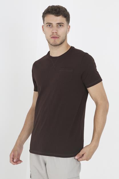 Crew Neck Short Sleeve Front Pocket Tee Shirt