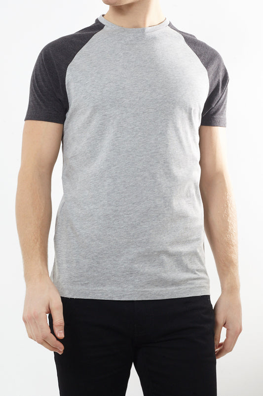 Contrast Raglan Sleeve Crew Neck Tee Shirt