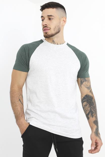 Contrast Raglan Sleeve Crew Neck Tee Shirt