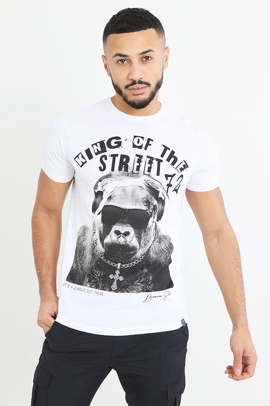 King Of The Street Chest Print Crew Neck T-Shirt