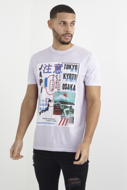 Pastel Tokyo Print Crew Neck Short Sleeve T-Shirt